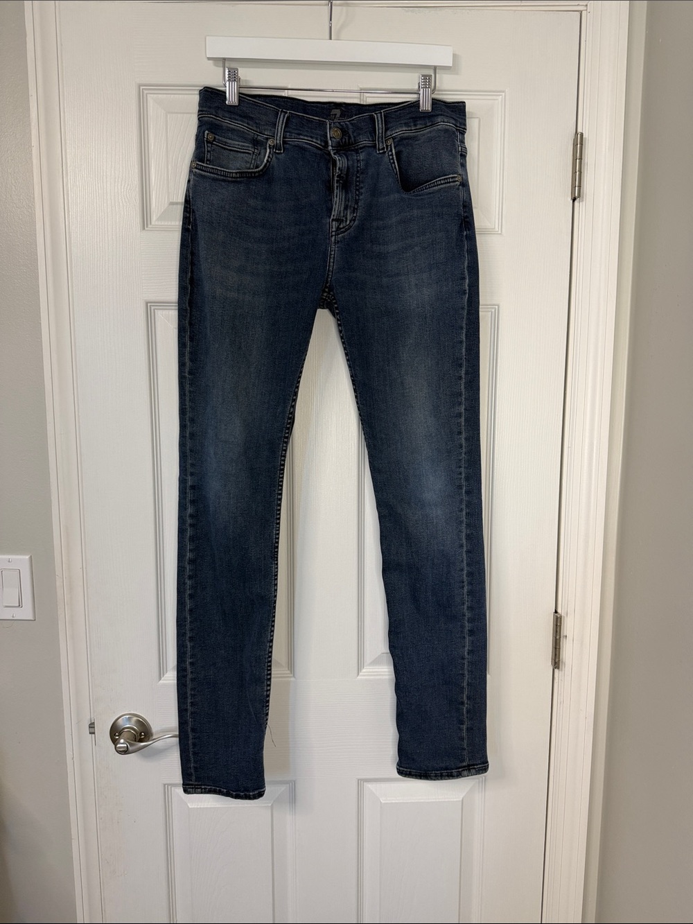 7 For All Mankind Men's Skinny Jeans in Dark Indigo Wash